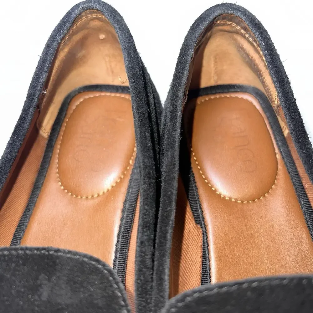 Franco Sarto Gina Loafers Womens Size 8.5 Black Suede Moc Toe Slip On Cushioned
